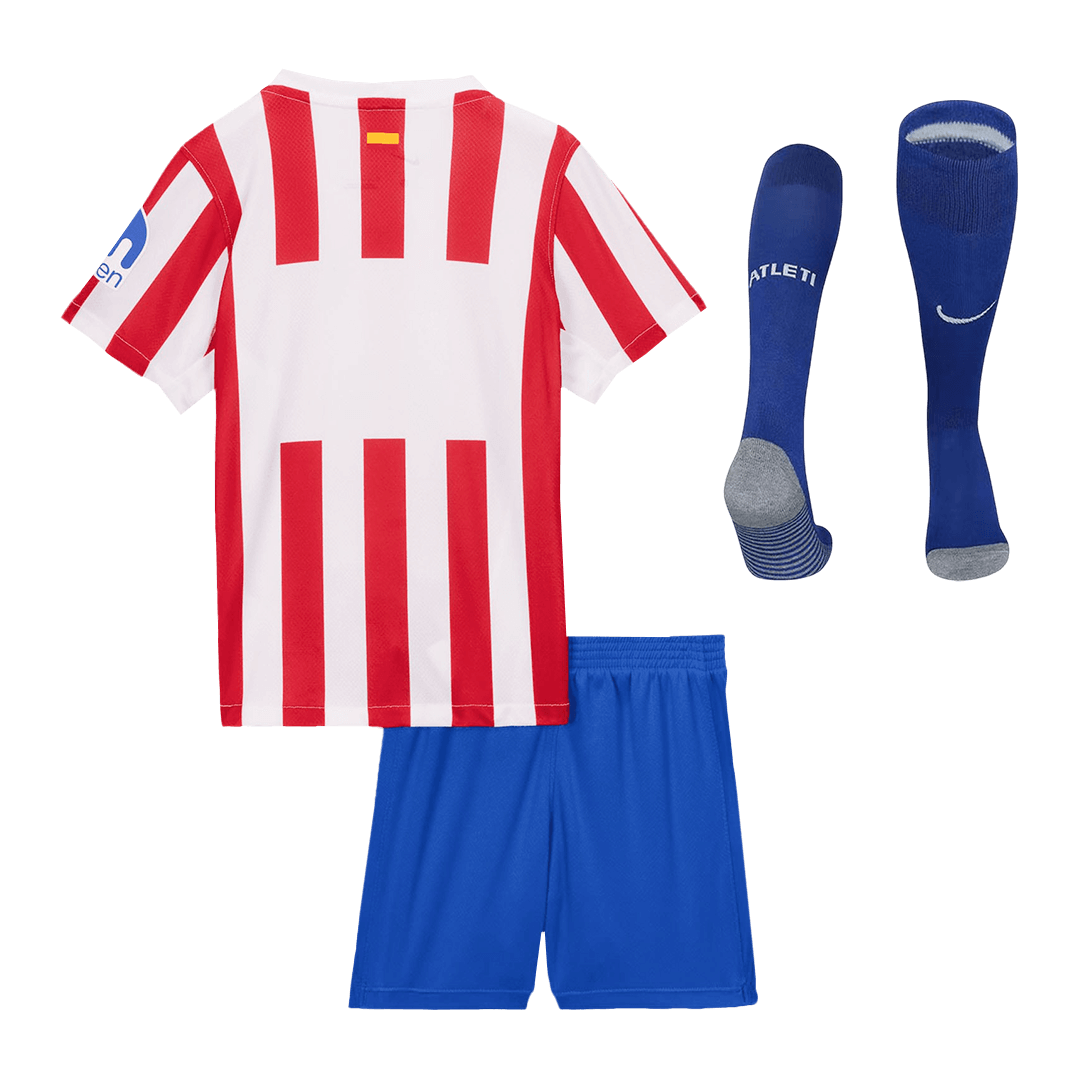 Kid's Atletico Madrid 2025/26 Home Soccer Jersey Full Kit