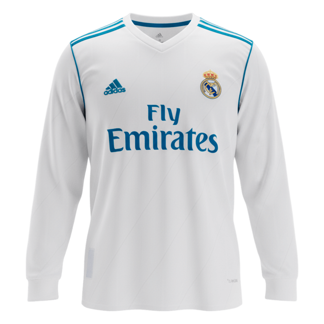 Retro BENZEMA #9 Men's Real Madrid 2017/18 Home Long Sleeve Soccer Jersey