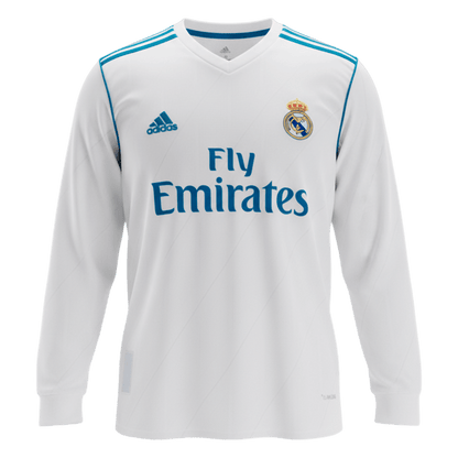 Retro BENZEMA #9 Men's Real Madrid 2017/18 Home Long Sleeve Soccer Jersey