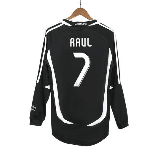 Retro RAUL #7 Men's Real Madrid 2006/07 Away Long Sleeve Soccer Jersey