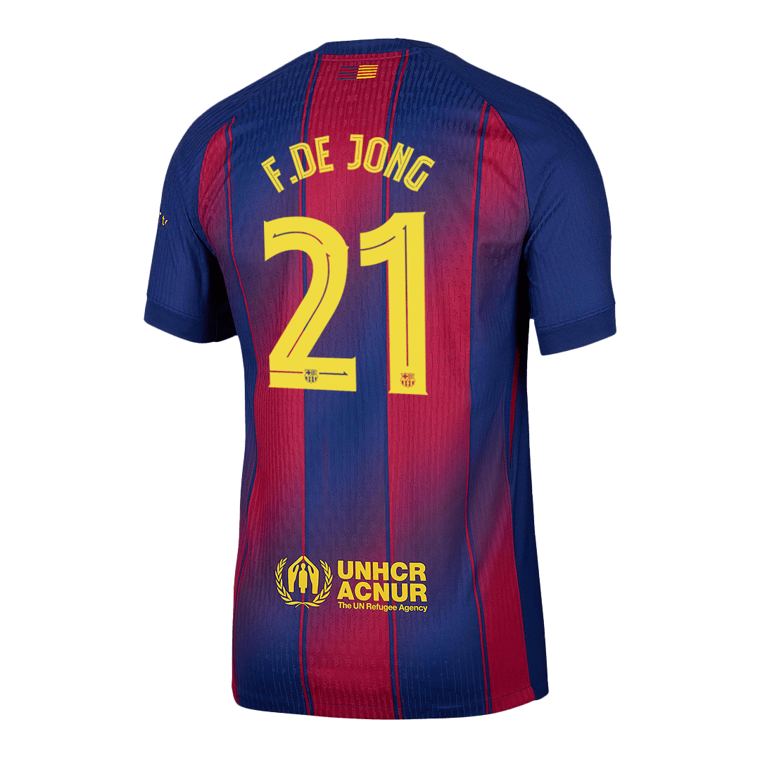 F.DE JONG #21 Men's Barcelona UCL 2025/26 Player Version Home Soccer Jersey - Slim Fit
