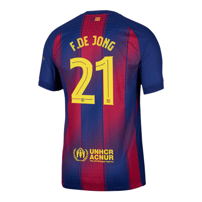 F.DE JONG #21 Men's Barcelona UCL 2025/26 Player Version Home Soccer Jersey - Slim Fit