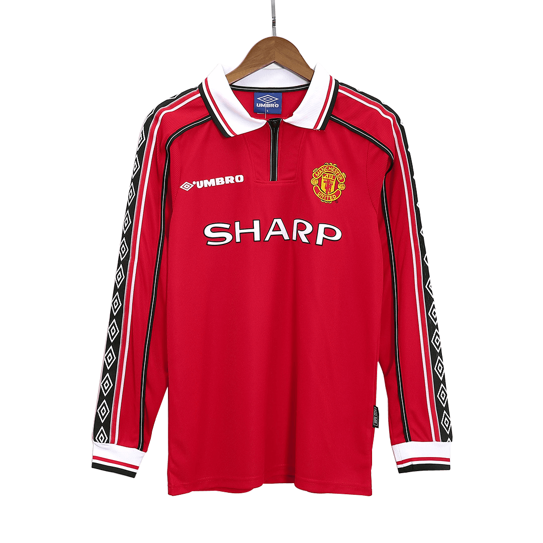 Retro Men's Manchester United 1998/99 Home Long Sleeve Soccer Jersey