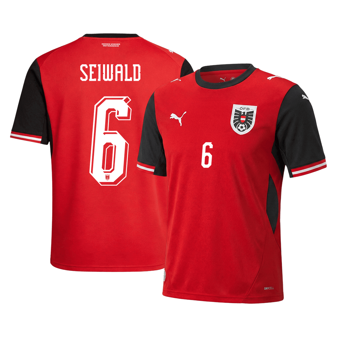 SEIWALD #6 Men's Austria World Cup 2026 Home Soccer Jersey