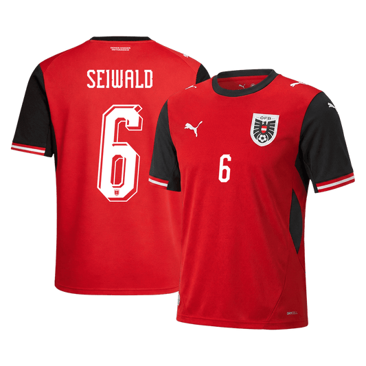 SEIWALD #6 Men's Austria World Cup 2026 Home Soccer Jersey