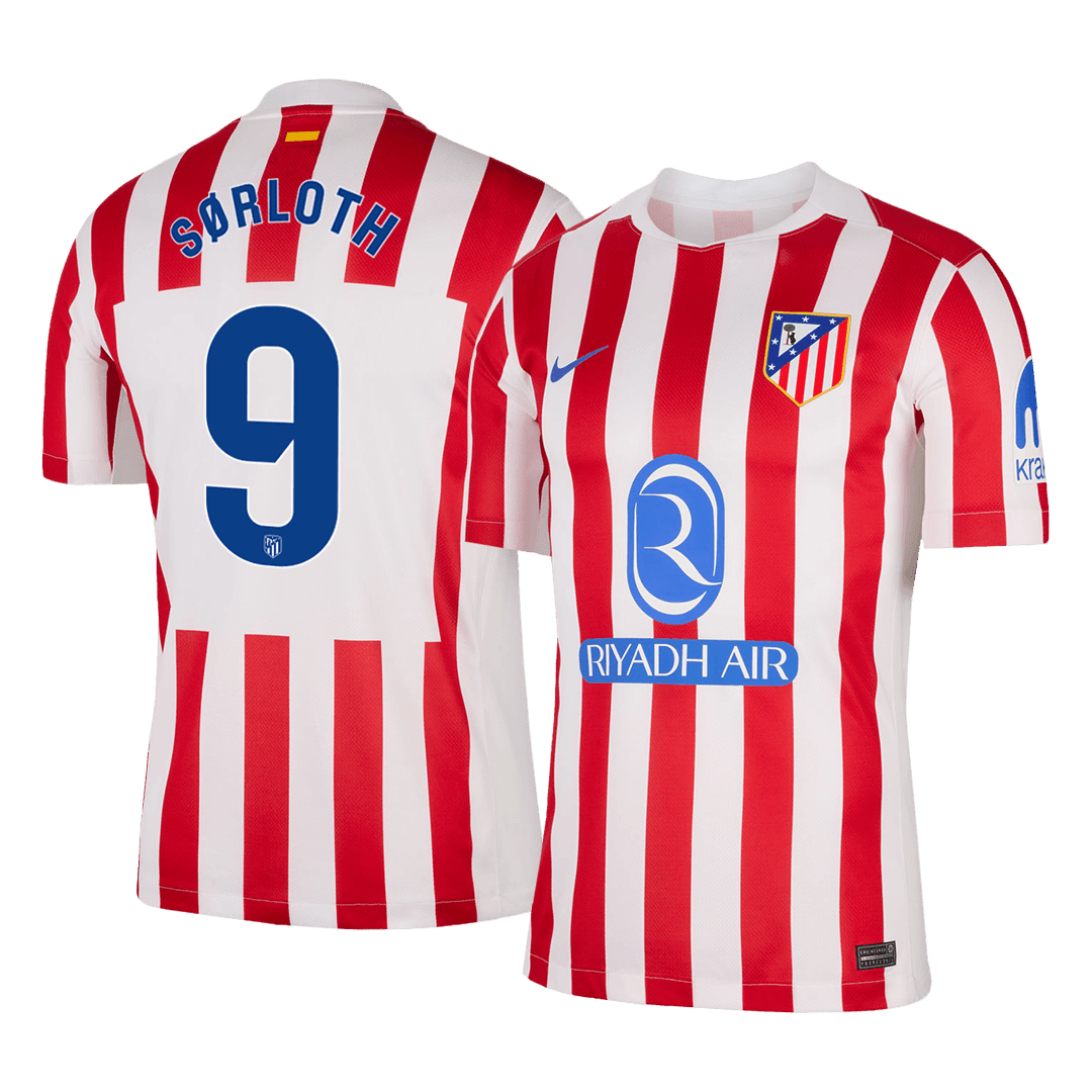 SØRLOTH #9 Men's Atletico Madrid 2025/26 Home Soccer Jersey