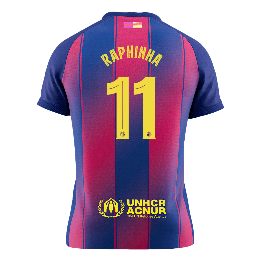 RAPHINHA #11 Men's Barcelona UCL 2025/26 Home Soccer Jersey [PREMIUM]