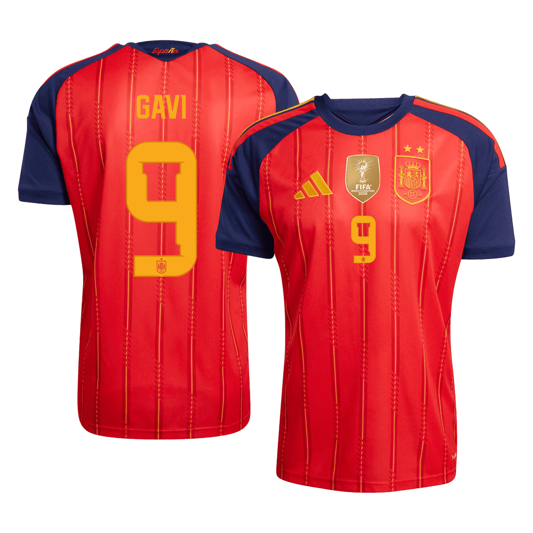 GAVI #9 Men's Spain World Cup 2026 Champion Edition Home Soccer Jersey