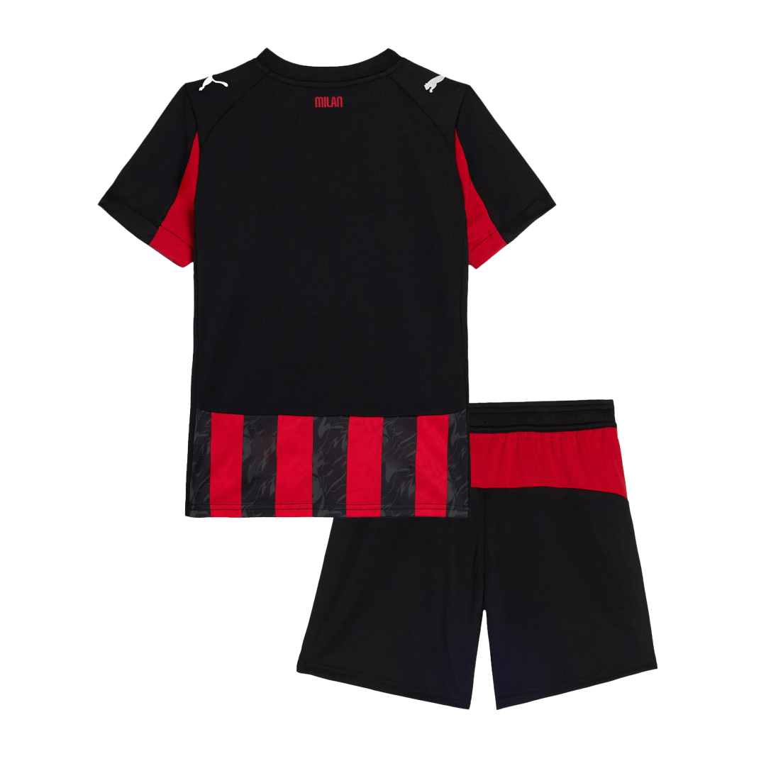 Kid's AC Milan 2025/26 Home Soccer Jersey Kit