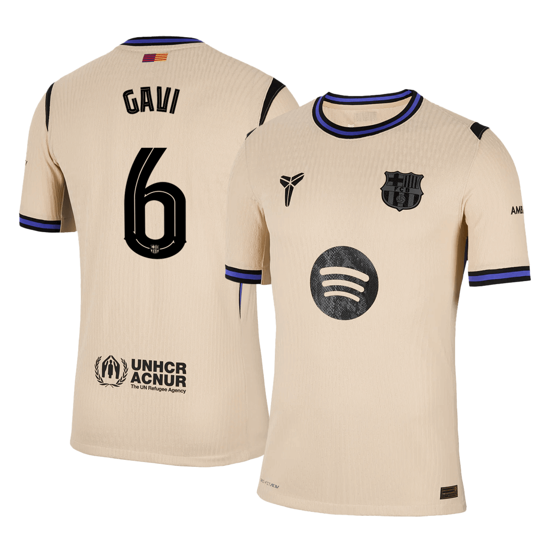 GAVI #6 Men's Barcelona UCL 2025/26 Player Version Away Soccer Jersey - Slim Fit