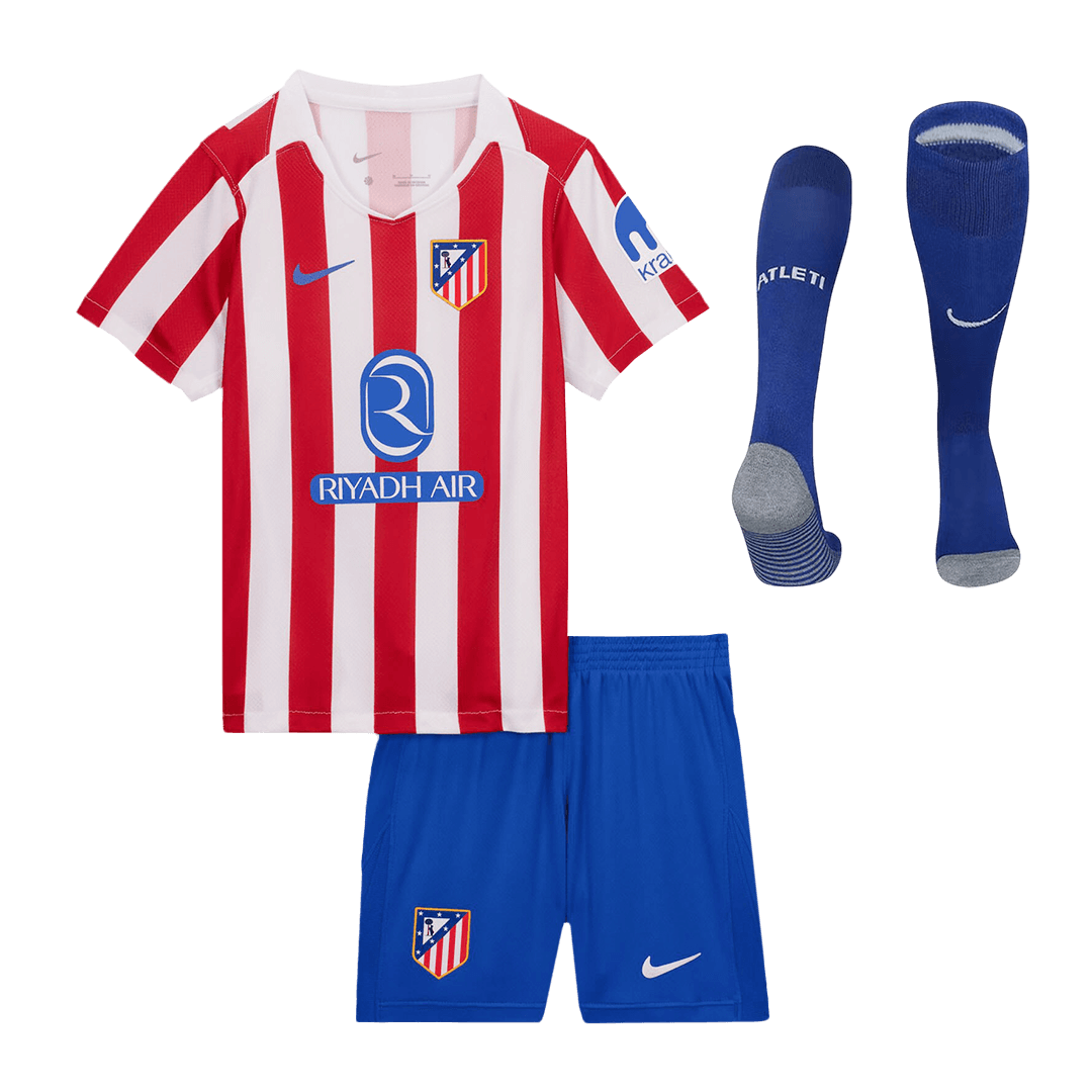 Kid's Atletico Madrid 2025/26 Home Soccer Jersey Full Kit