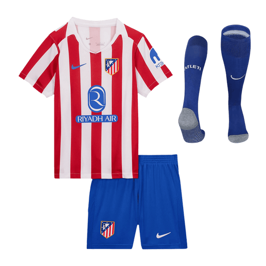 Kid's Atletico Madrid 2025/26 Home Soccer Jersey Full Kit