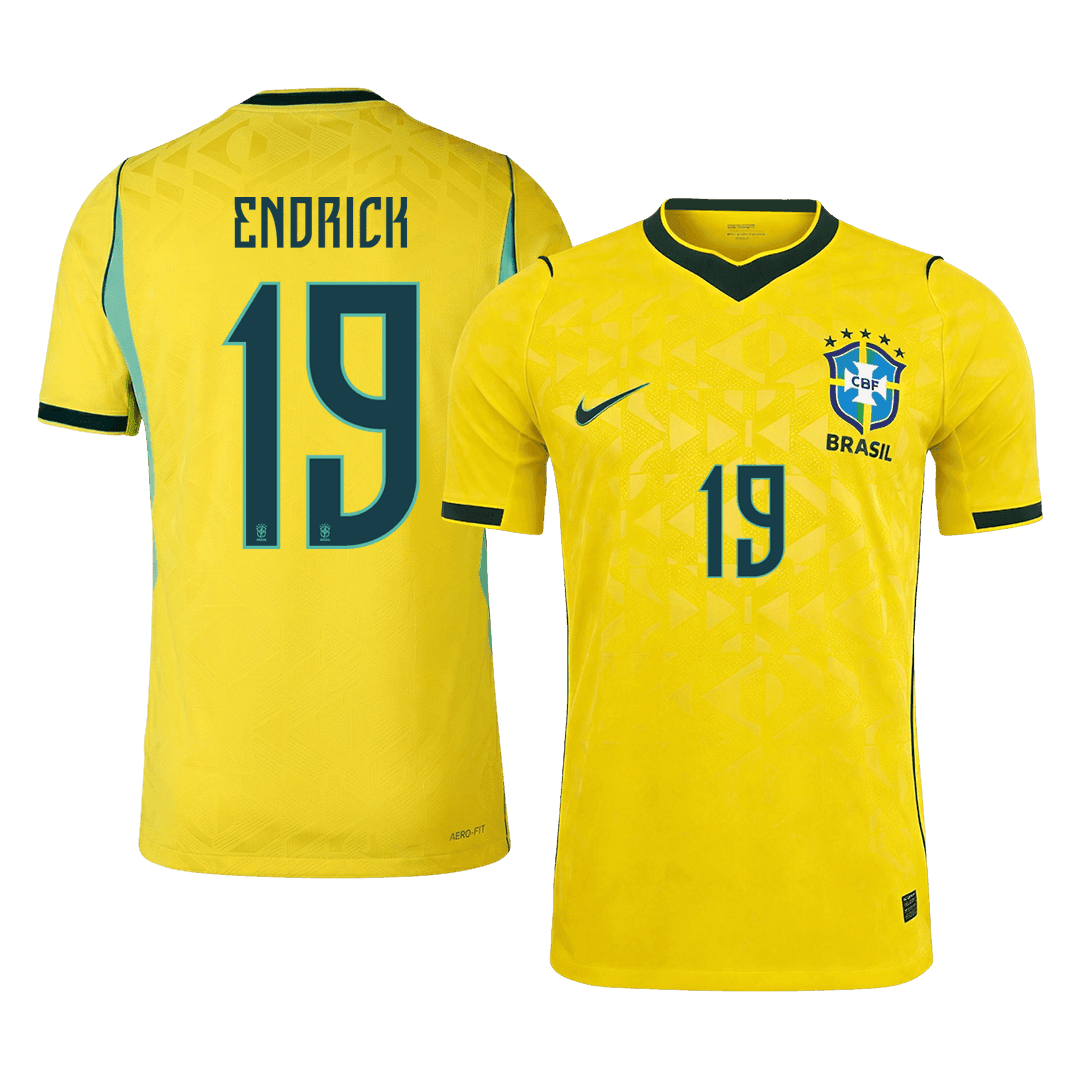 ENDRICK #19 Men's Brazil World Cup 2026 Player Version Home Soccer Jersey - Slim Fit