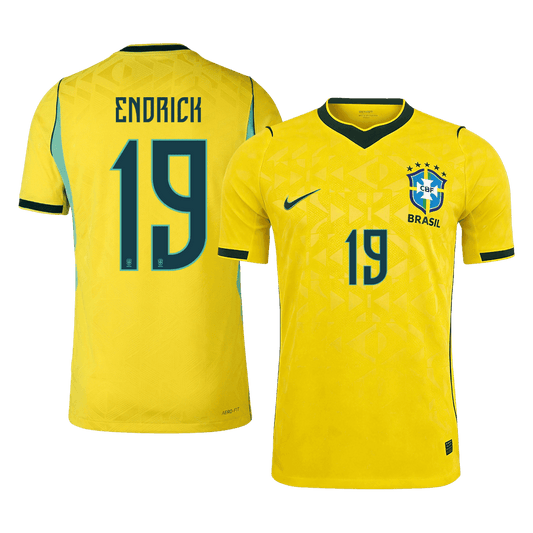 ENDRICK #19 Men's Brazil World Cup 2026 Player Version Home Soccer Jersey - Slim Fit