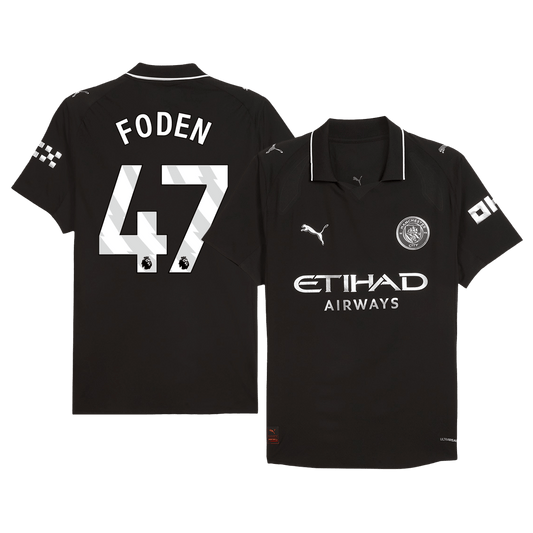 FODEN #47 Men's Manchester City 2025/26 Player Version Away Soccer Jersey - Slim Fit