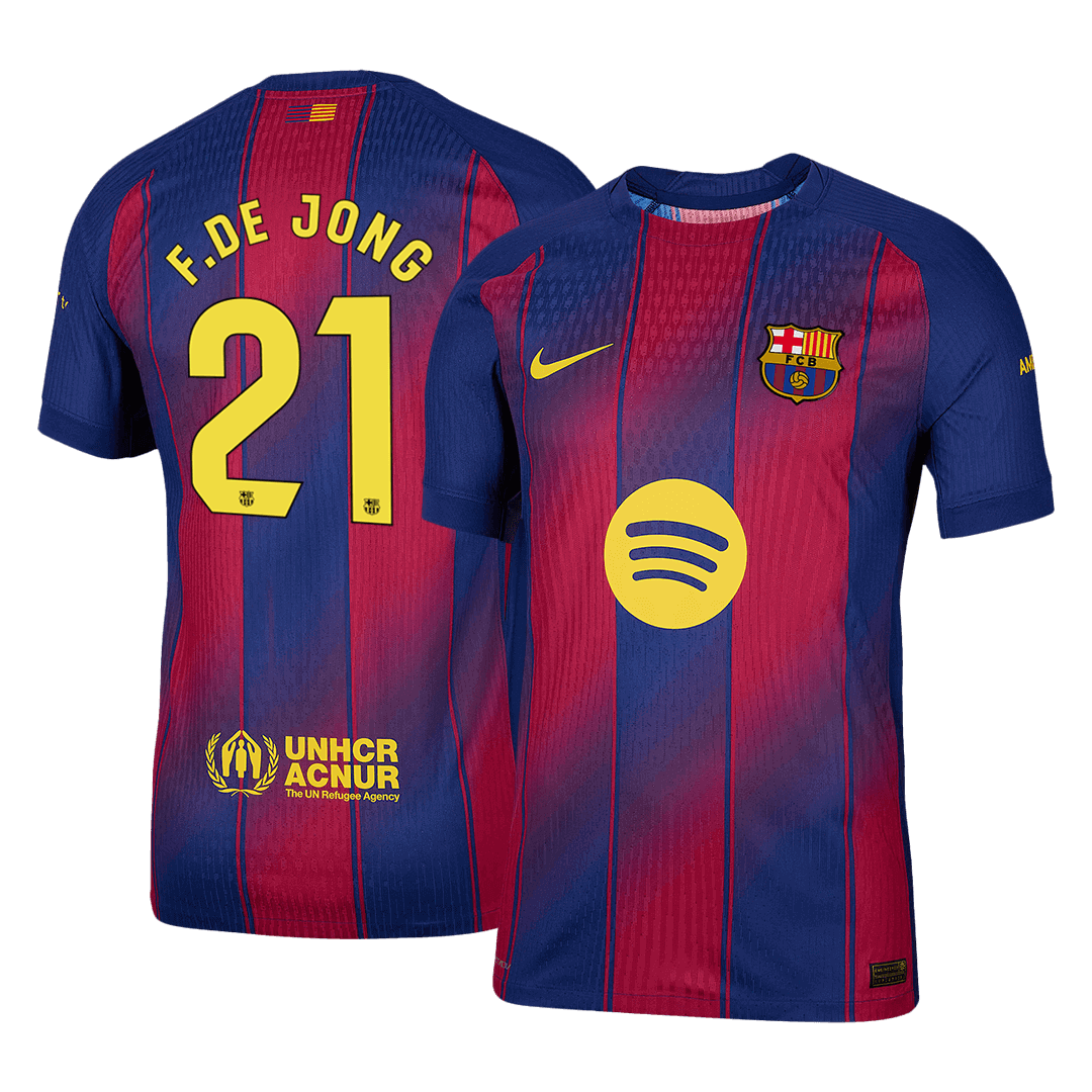 F.DE JONG #21 Men's Barcelona 2025/26 Player Version Home Soccer Jersey - Slim Fit