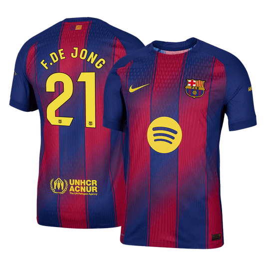F.DE JONG #21 Men's Barcelona 2025/26 Player Version Home Soccer Jersey - Slim Fit