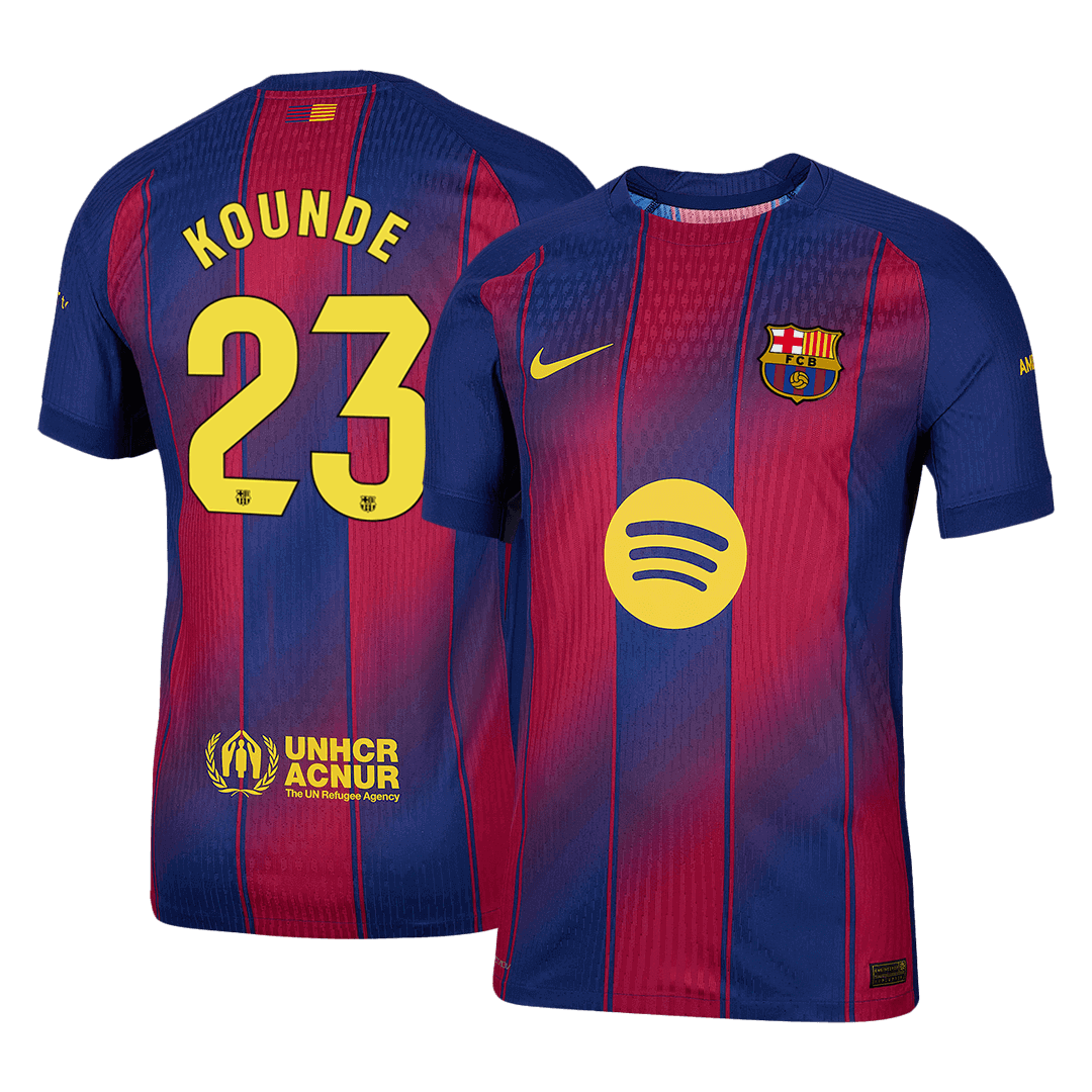 KOUNDE #23 Men's Barcelona 2025/26 Player Version Home Soccer Jersey - Slim Fit