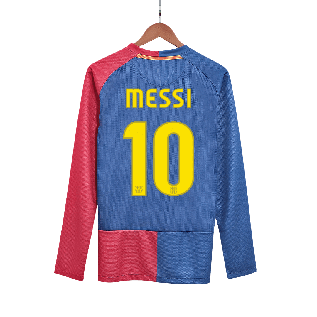Retro MESSI #10 Men's Barcelona UCL UCL Final 2008/09 Home Long Sleeve Soccer Jersey