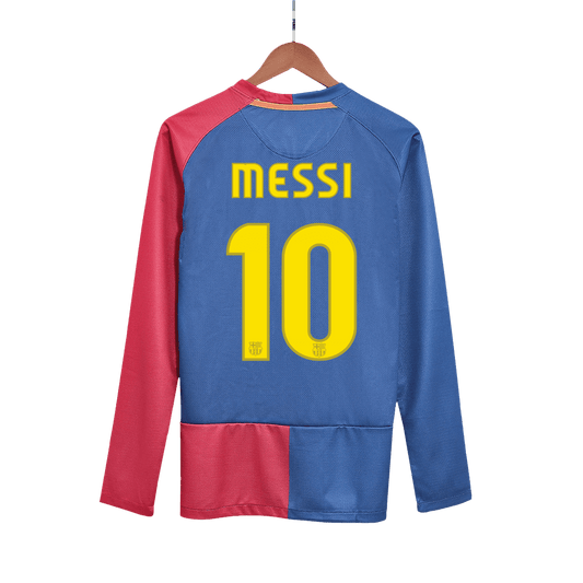 Retro MESSI #10 Men's Barcelona UCL UCL Final 2008/09 Home Long Sleeve Soccer Jersey