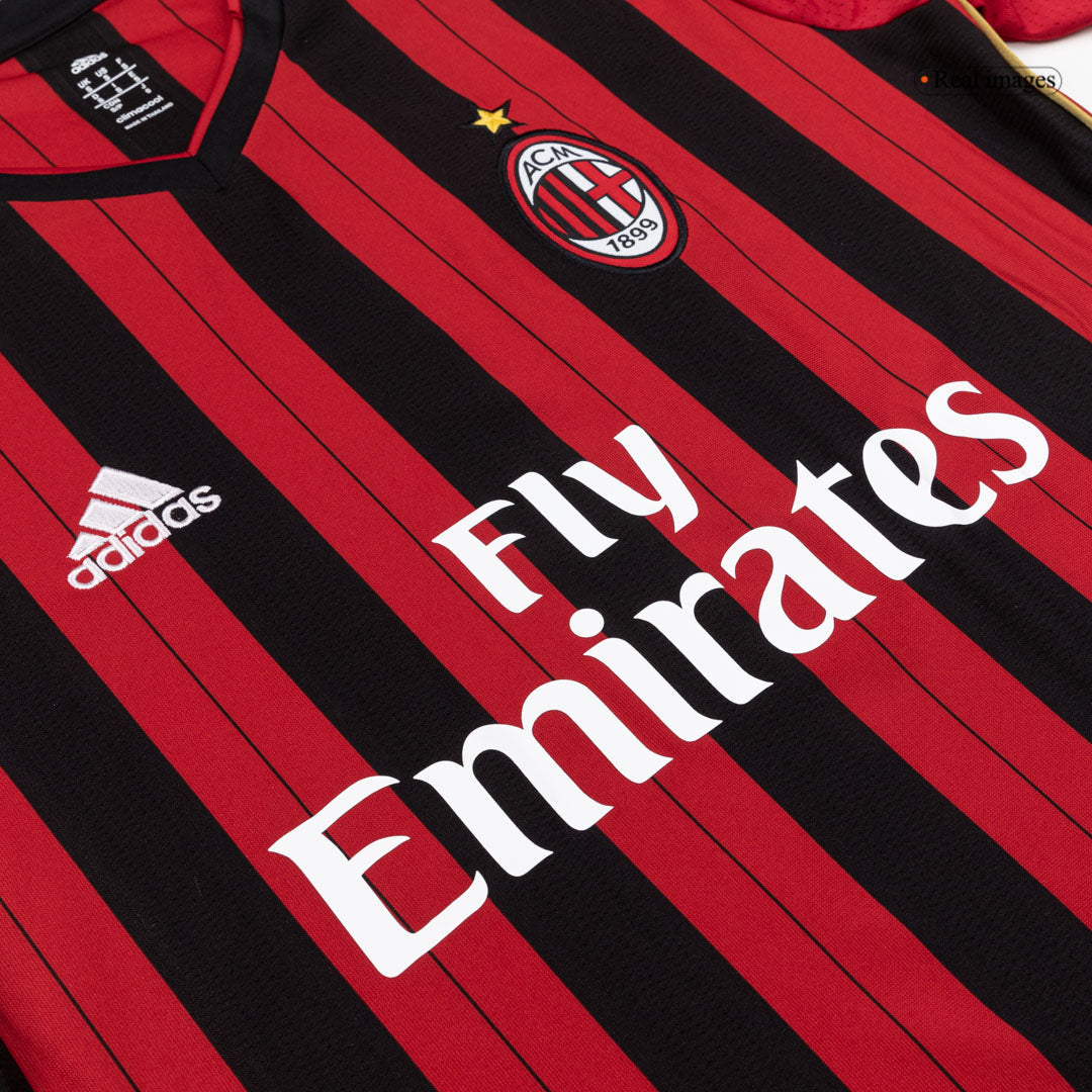 Retro Men's AC Milan 2013/14 Home Long Sleeve Soccer Jersey