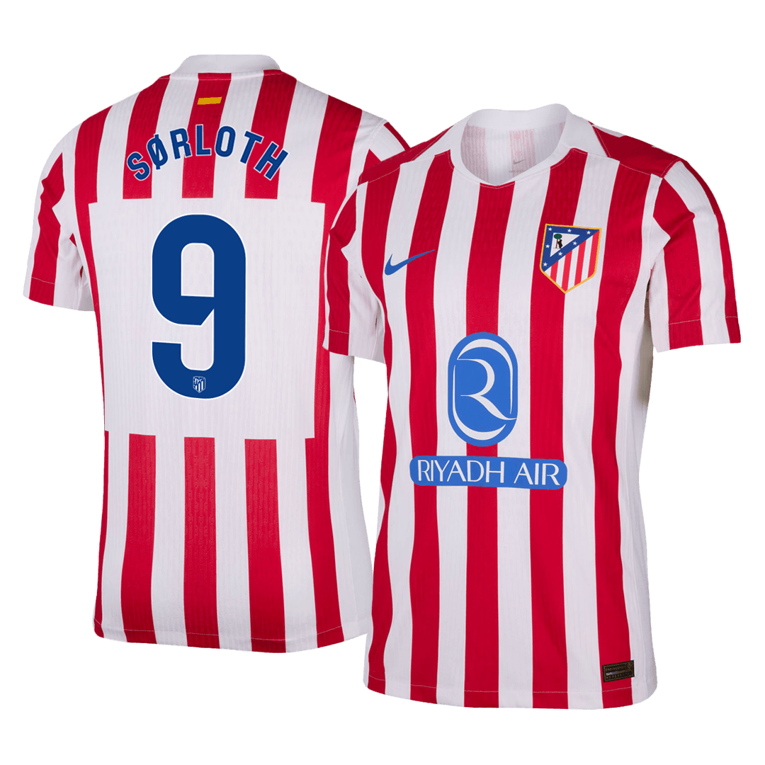 SØRLOTH #9 Men's Atletico Madrid 2025/26 Player Version Home Soccer Jersey - Slim Fit