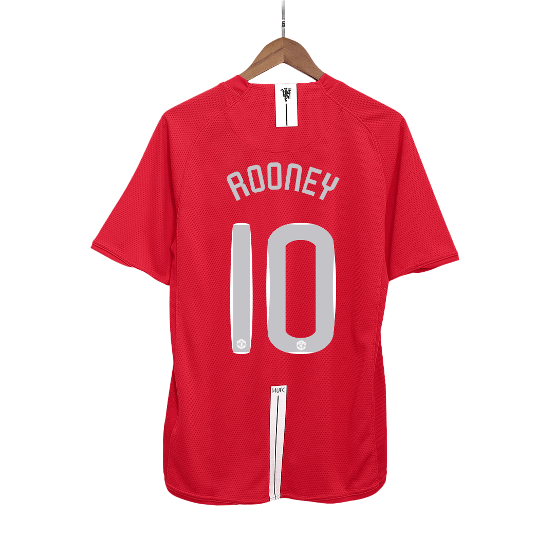 Retro ROONEY #10 Men's Manchester United UCL Final 2007/08 Home Soccer Jersey