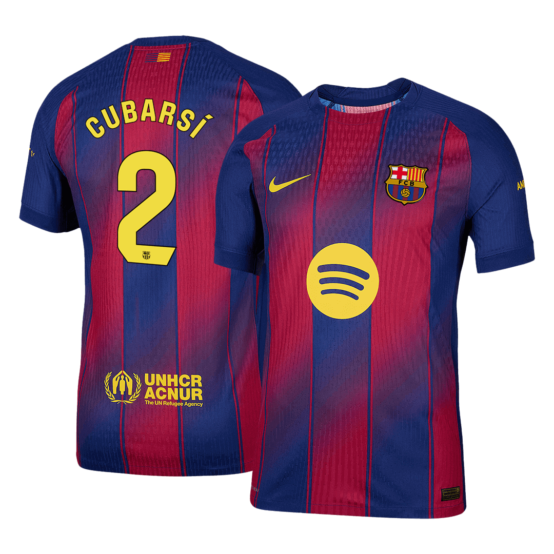 CUBARSÍ #2 Men's Barcelona 2025/26 Player Version Home Soccer Jersey - Slim Fit