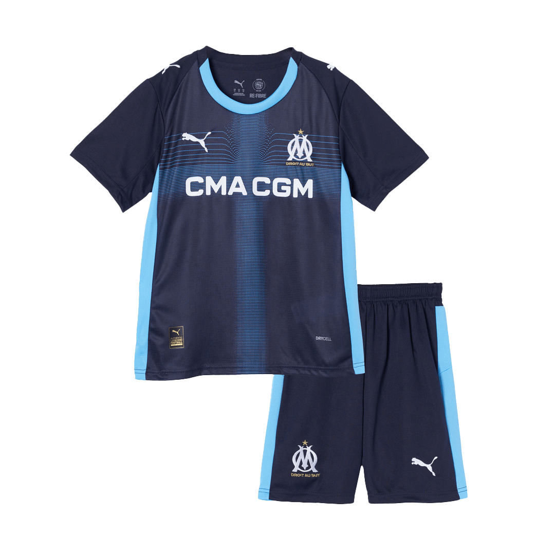 Kid's Marseille 2025/26 Away Soccer Jersey Kit