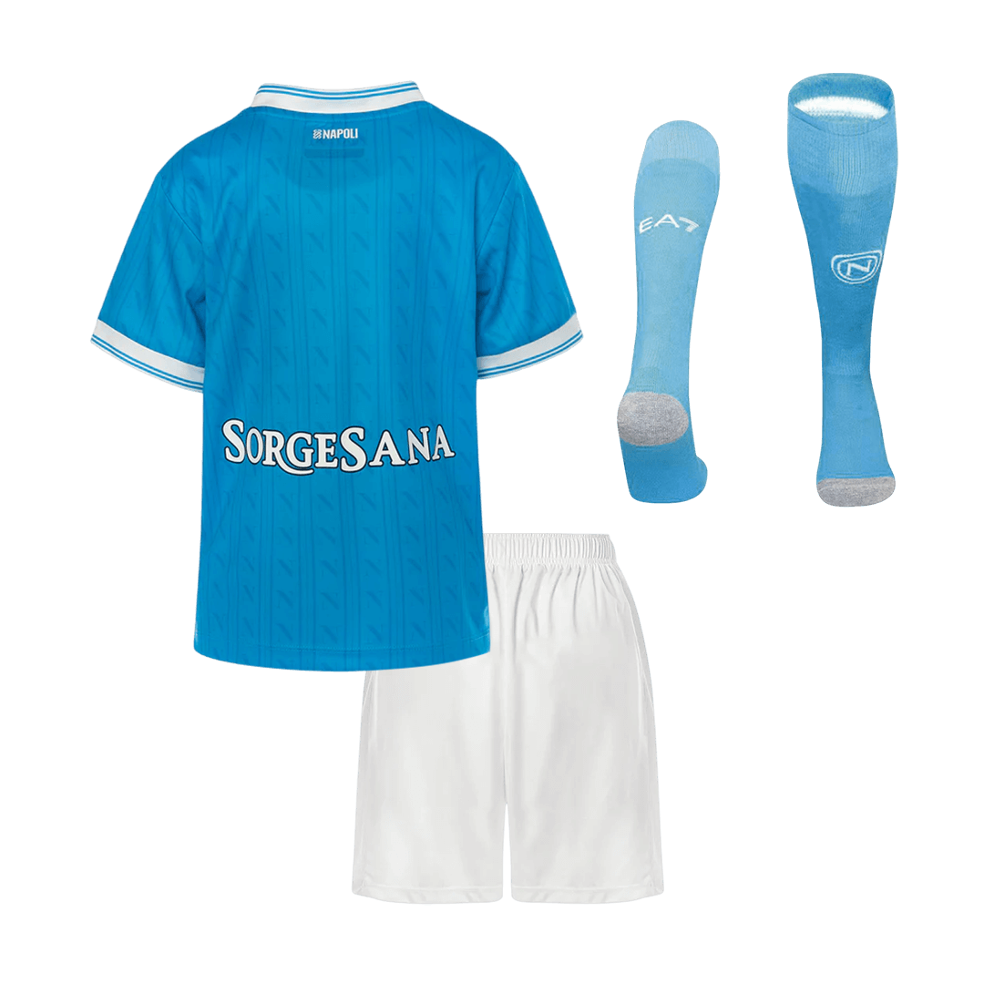 Kid's Napoli 2025/26 Home Soccer Jersey Full Kit