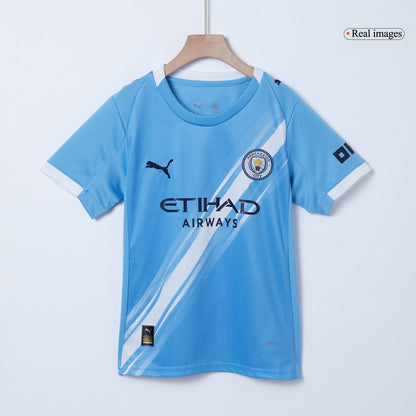 Kid's Manchester City 2025/26 Home Soccer Jersey Full Kit