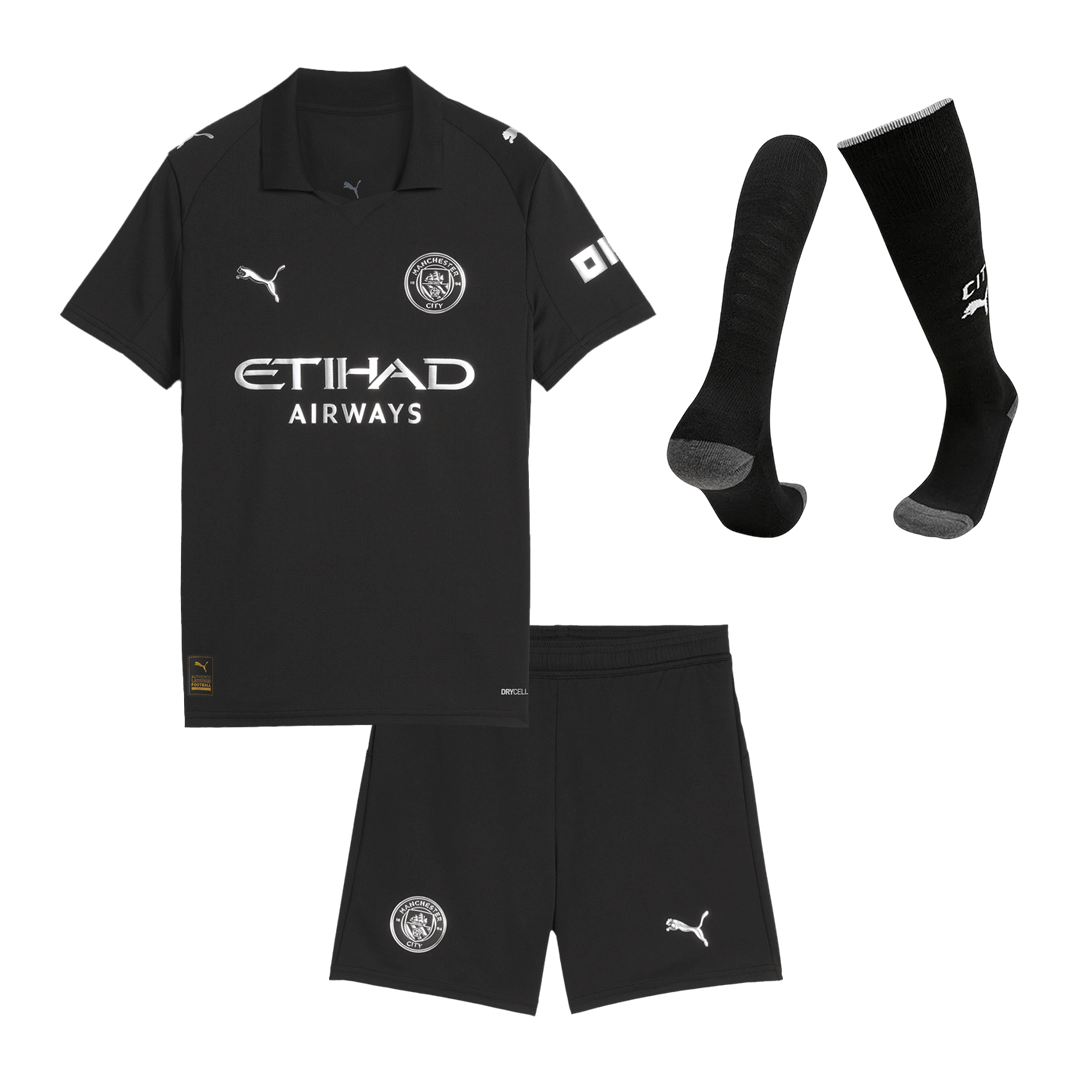 Kid's Manchester City 2025/26 Away Soccer Jersey Full Kit