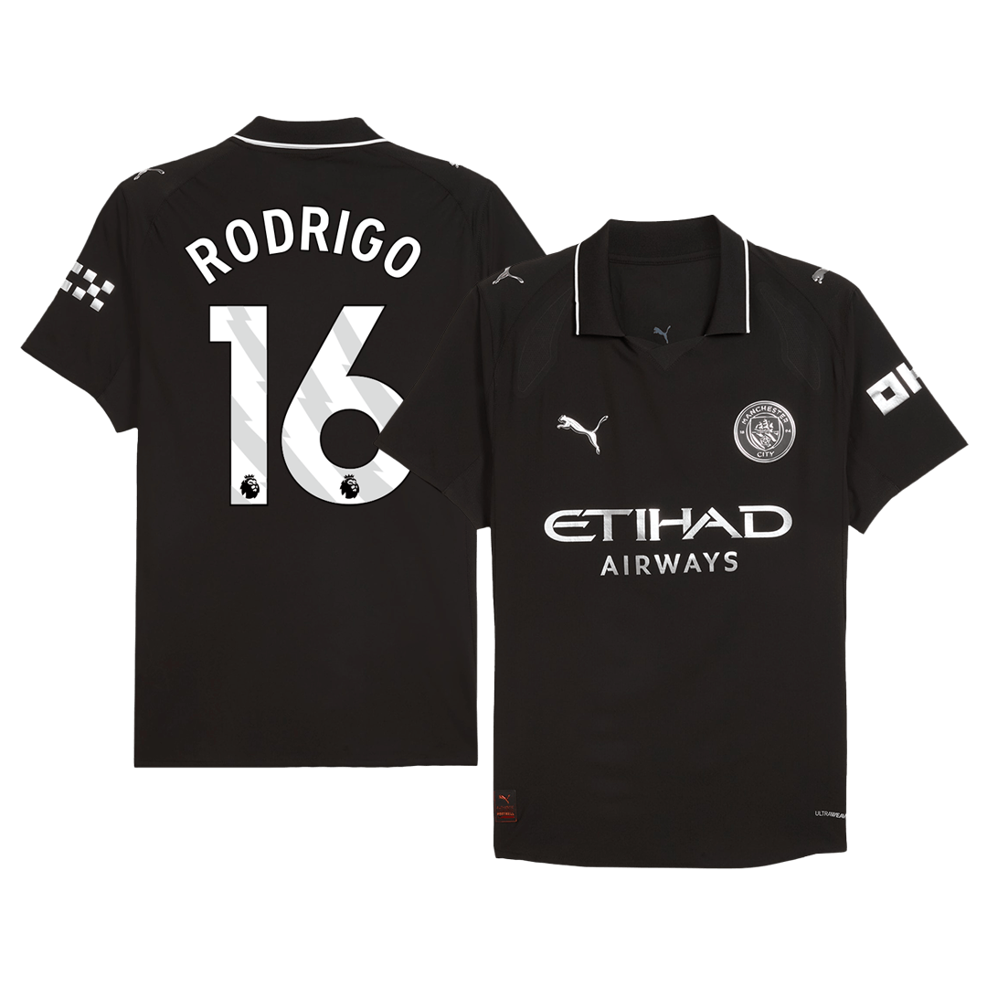 RODRIGO #16 Men's Manchester City 2025/26 Player Version Away Soccer Jersey - Slim Fit