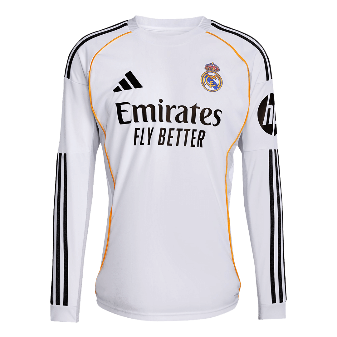 Men's Real Madrid 2025/26 Home Long Sleeve Soccer Jersey