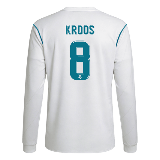 Retro KROOS #8 Men's Real Madrid 2017/18 Home Long Sleeve Soccer Jersey