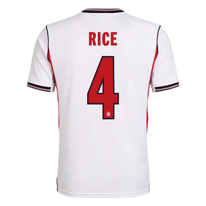 RICE #4 Men's England World Cup 2026 Home Soccer Jersey