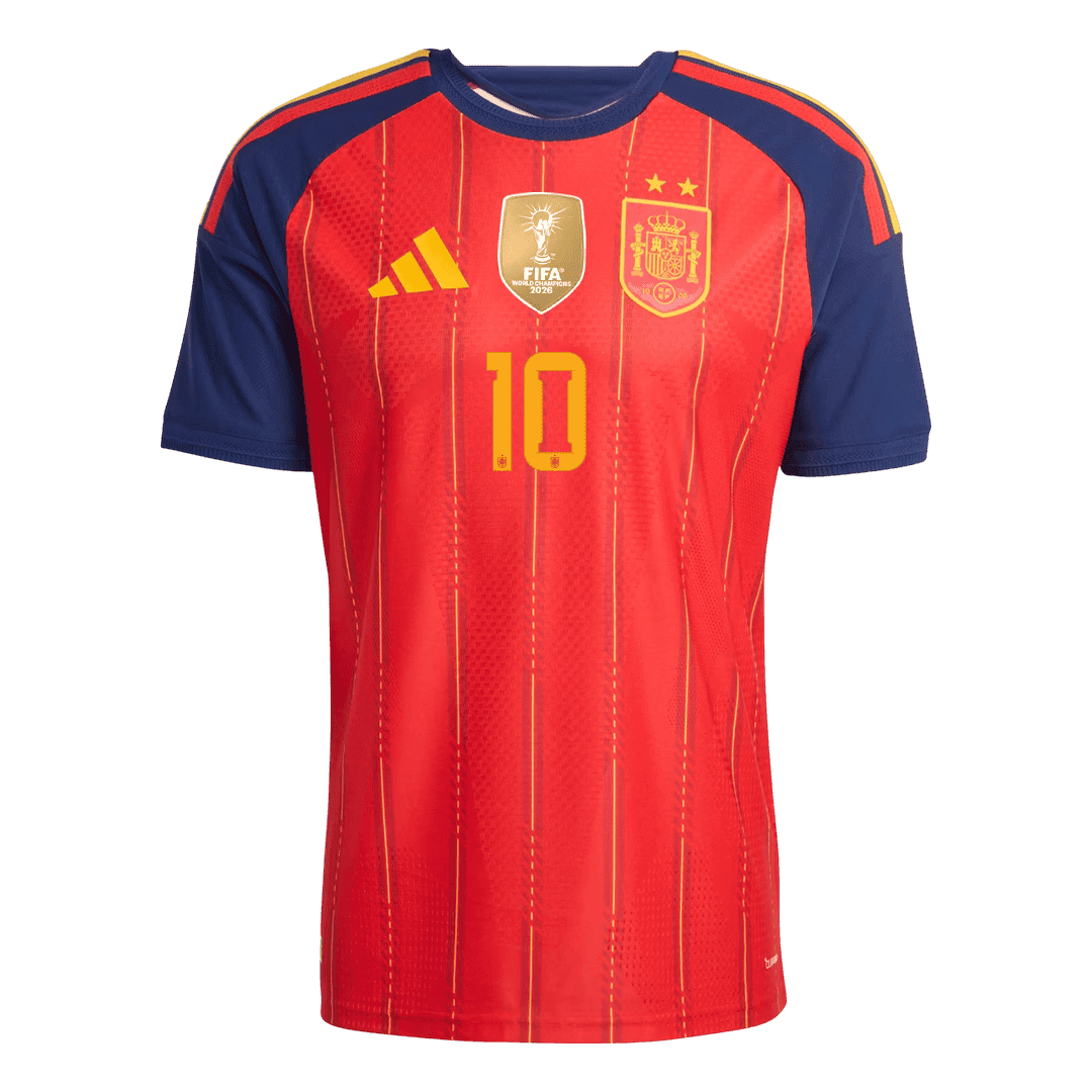 OLMO #10 Men's Spain World Cup 2026 Player Version Champion Edition Home Soccer Jersey - Slim Fit