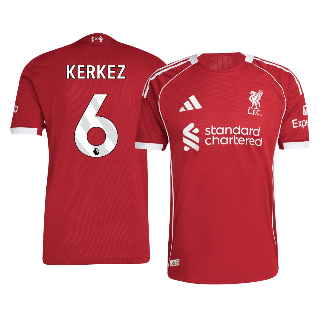 KERKEZ #6 Men's Liverpool 2025/26 Player Version Home Soccer Jersey - Slim Fit