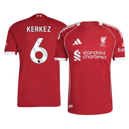 KERKEZ #6 Men's Liverpool 2025/26 Player Version Home Soccer Jersey - Slim Fit