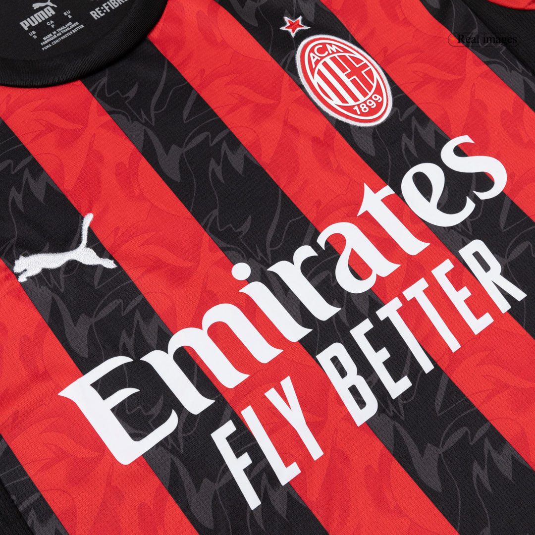 Men's AC Milan 2025/26 Home Long Sleeve Soccer Jersey