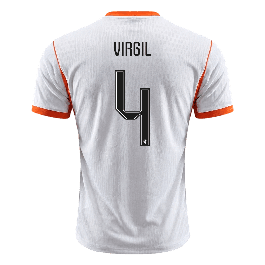 VIRGIL #4 Men's Netherlands World Cup 2026 Player Version Away Soccer Jersey - Slim Fit