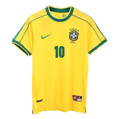 Retro RIVALDO #10 Men's Brazil World Cup 1998 Home Soccer Jersey