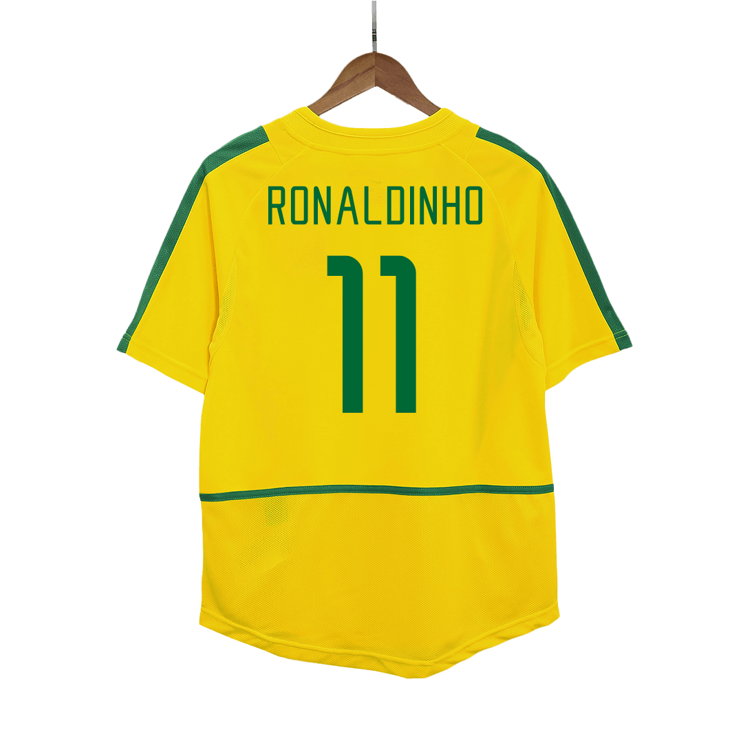 Retro RONALDINHO #11 Men's Brazil 2002/03 Home Soccer Jersey