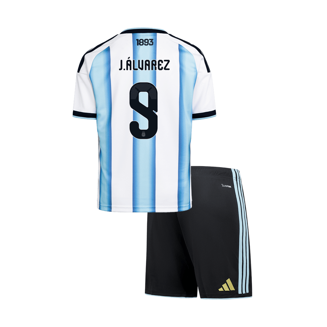 Kid's J.ÁLVAREZ #9 Argentina World Cup 2026 Home Soccer Jersey Kit [PREMIUM]