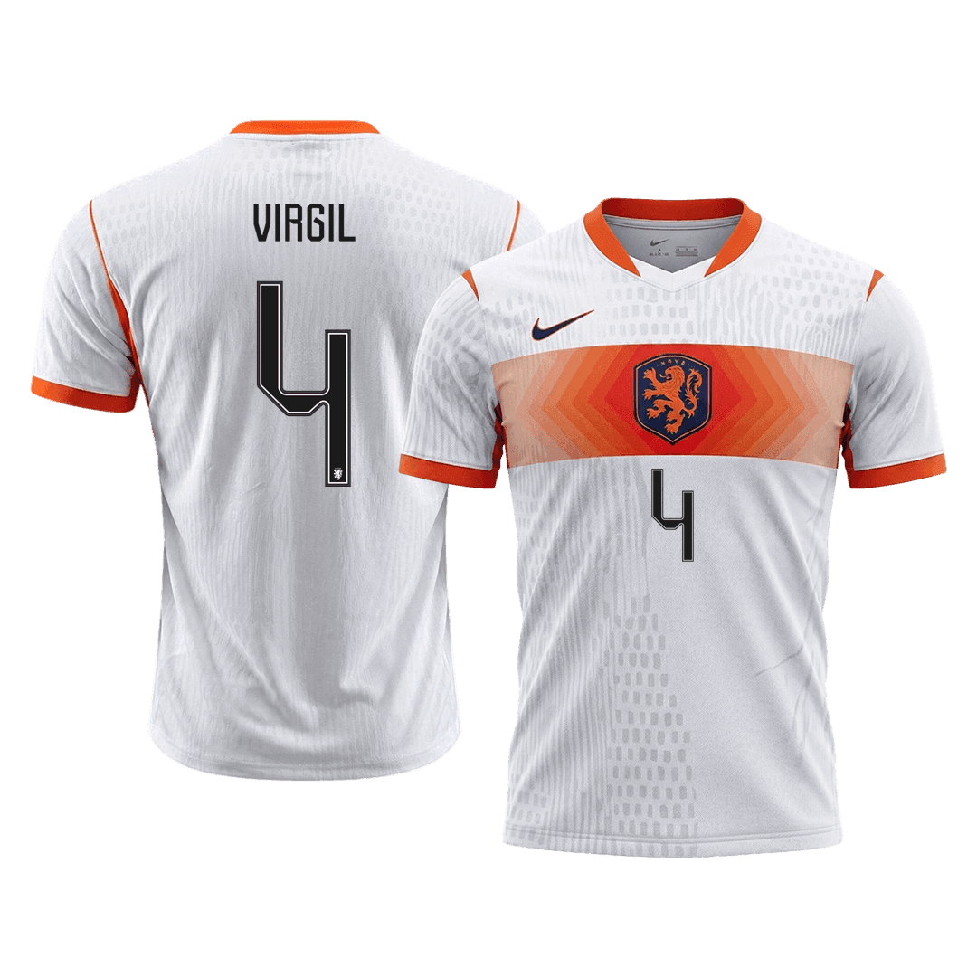 VIRGIL #4 Men's Netherlands World Cup 2026 Player Version Away Soccer Jersey - Slim Fit