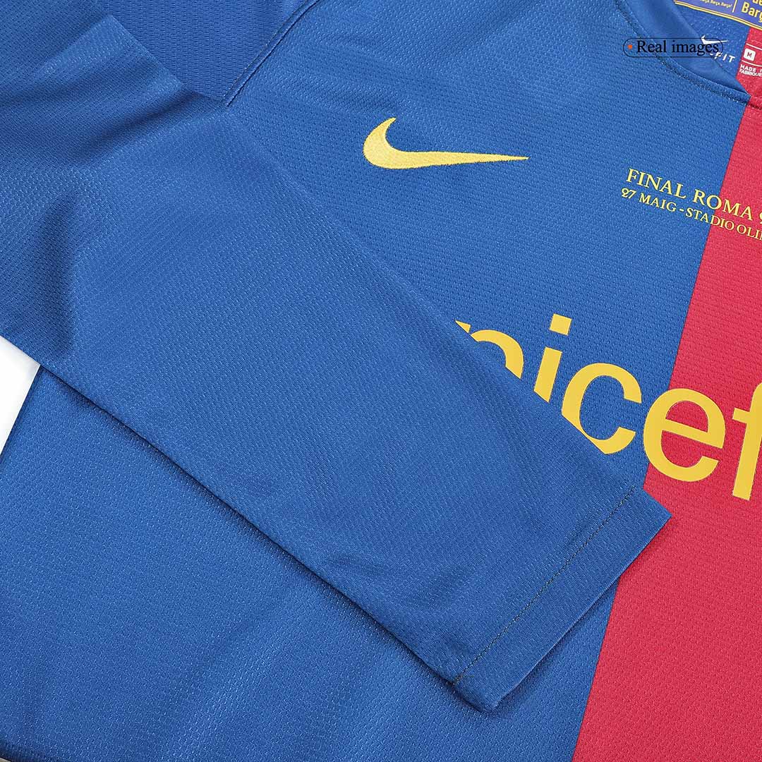 Retro XAVI #6 Men's Barcelona UCL UCL Final 2008/09 Home Long Sleeve Soccer Jersey