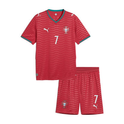Kid's RONALDO #7 Portugal World Cup 2026 Home Soccer Jersey Kit [PREMIUM]