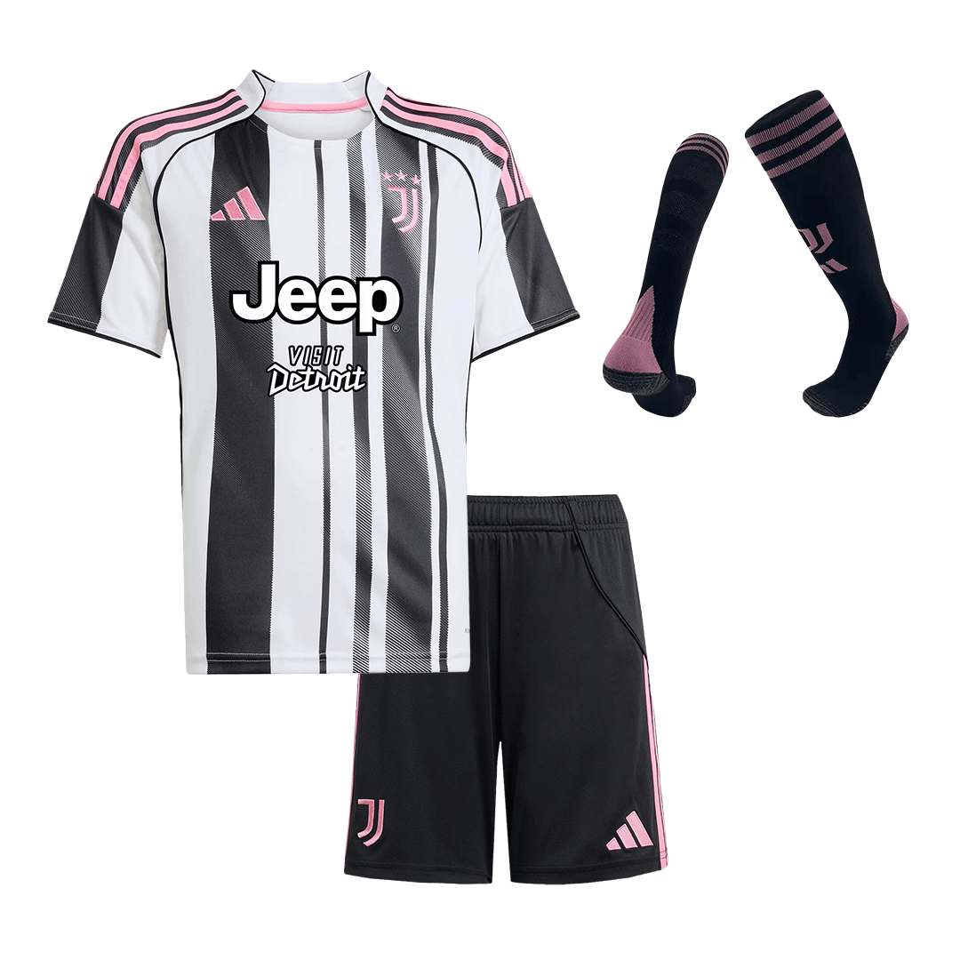 Kid's Juventus 2025/26 Home Soccer Jersey Full Kit