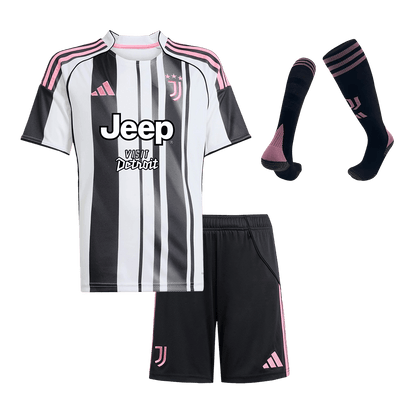 Kid's Juventus 2025/26 Home Soccer Jersey Full Kit