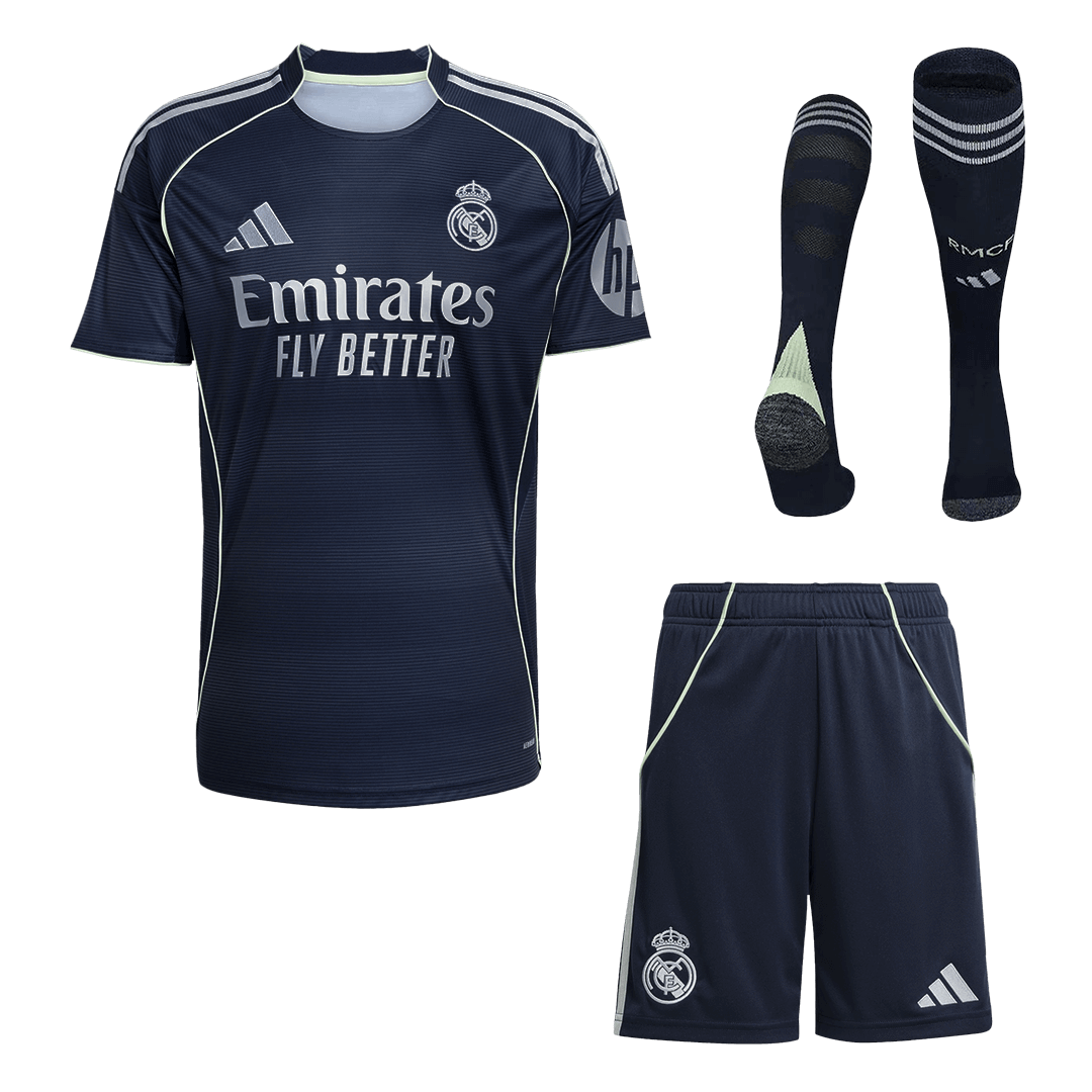 Men's Real Madrid 2025/26 Away Soccer Jersey Full Kit [PREMIUM]